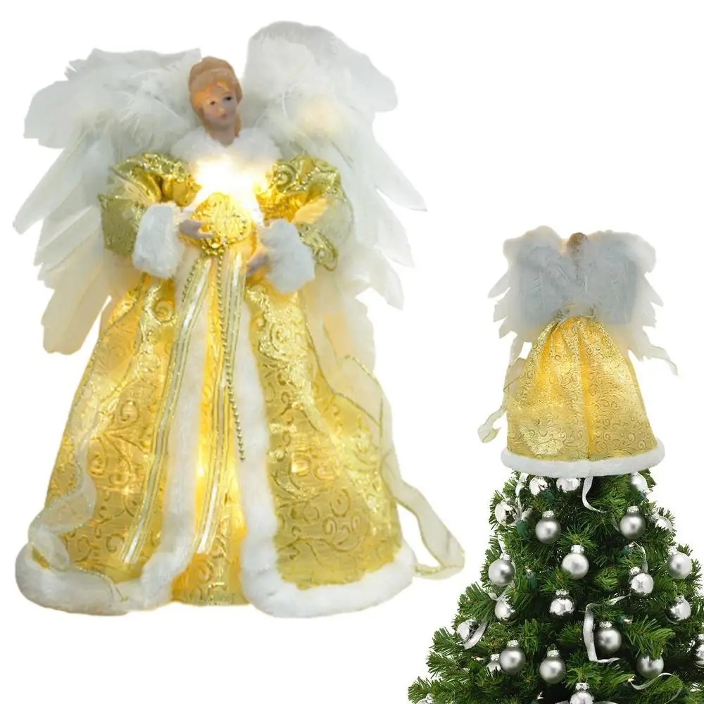 Description Picture 2 of itemLuminous Angel Tree Topper Christmas Decoration LED Golden Tree Topper Multipurpose Tree Topper With Light Home Office Ornament
