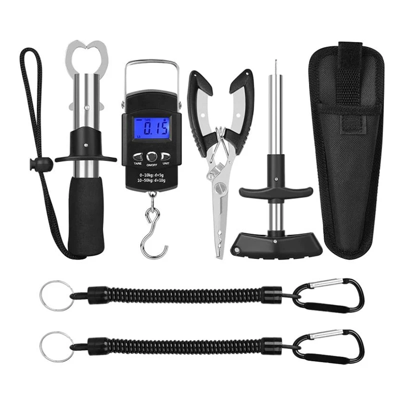 7Pcs Fishing Tool Kit,Fishing Pliers with Sheath,Fish Hook Remover Tool