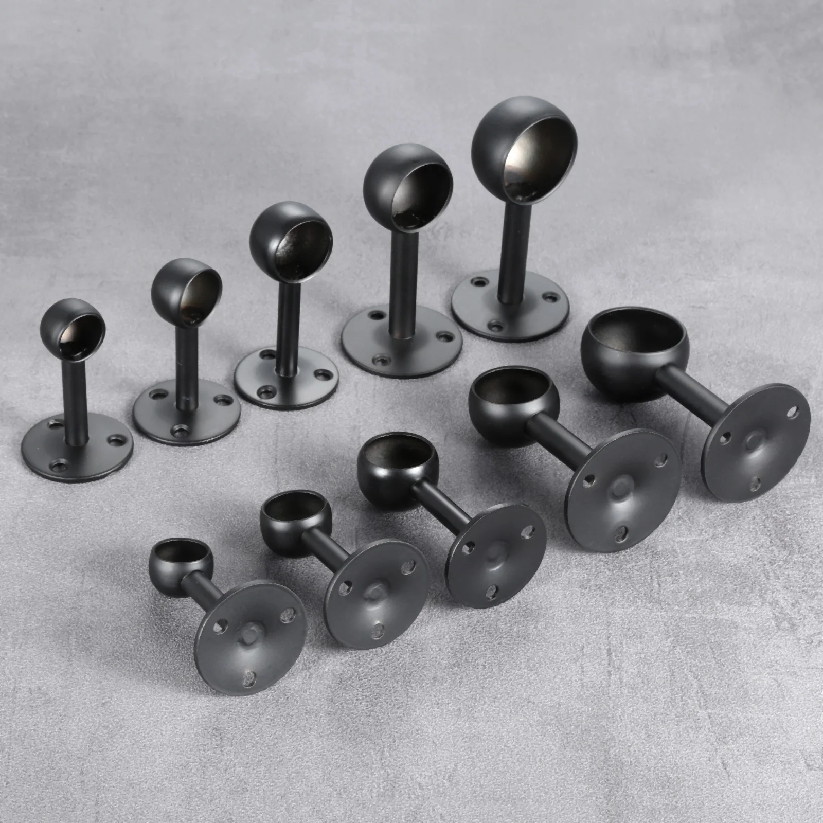 2pcs/set Round End Flange Rod Holder Steel Pole Socket Brackets Wardrobe Rod Bracket Curtain Rod End Support 16/19/22/25/32mm