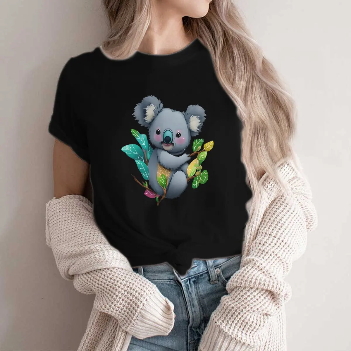 

Australian Koala Creative TShirt for Men Cute Round Neck Polyester T Shirt Personalize Gift Clothes Tops