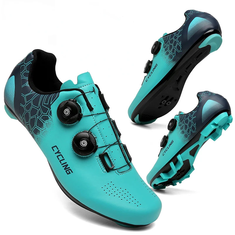 Vtt Chaussures de Cyclisme Hommes Chaussures de VéLo Crampons Autobloquants Chaussures de VéLo de Montagne Sapatilha Ciclismo Femmes Vitesse VéLo de Route Baskets Fond Noir Et Vert-Montagne 36