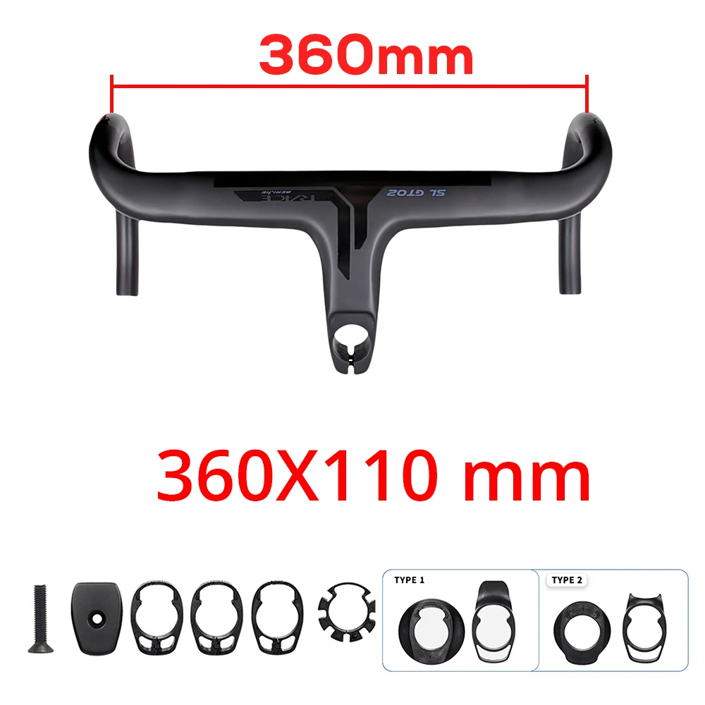 Guidon Vélo Carbone Intégré + Potence 28,6mm - 420mm - Pour Route/VTT - Neuf