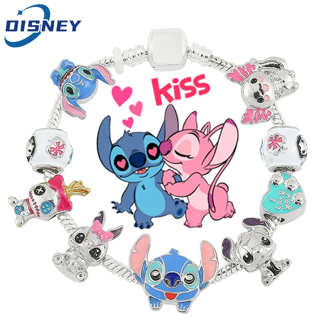 Disney Lilo Y Stitch Pulsera Azul Ajustable , Joyería De La Edad Moda Hecha  A Mano Para Niños Y Niñas