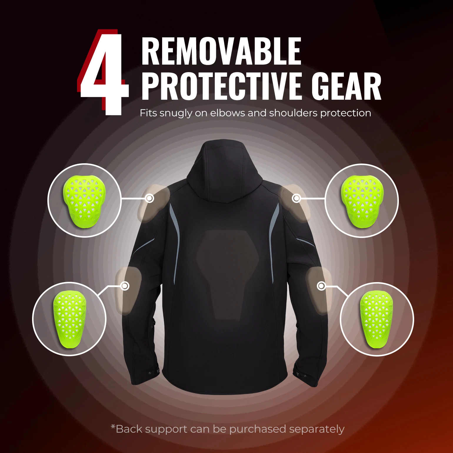 KEMIMOTO Motorcycle Jacket Men Heated Jacket Waterproof EVA Protective Gear 20000mAh Safety Battery for Winter Outdoor Riding