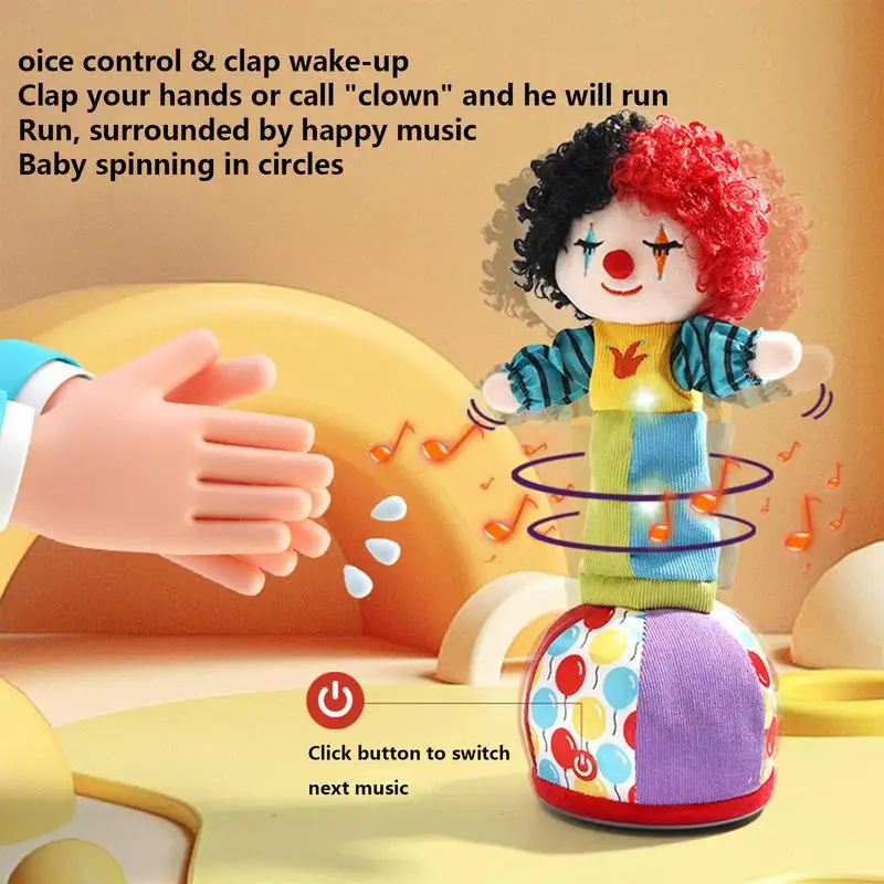 

2024 new Cute Dance Clown Kawaii Dance and Play Music Plush Doll Toy Repeat Talk Stuffed Toy Children's Early Education Toys