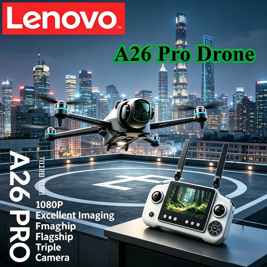 Lenovo A26 Pro Drone 4K HD 8k Тройная камера FPV Бесщеточный двигатель Предотвращение препятствий Складной RC Quadcopter Профессиональная антенна