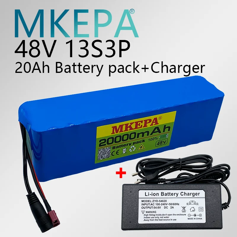 

48V 20000mAh 1000W 13s3p lithium-ion battery pack, suitable for bicycles, scooters, with BMS+54.6V charger