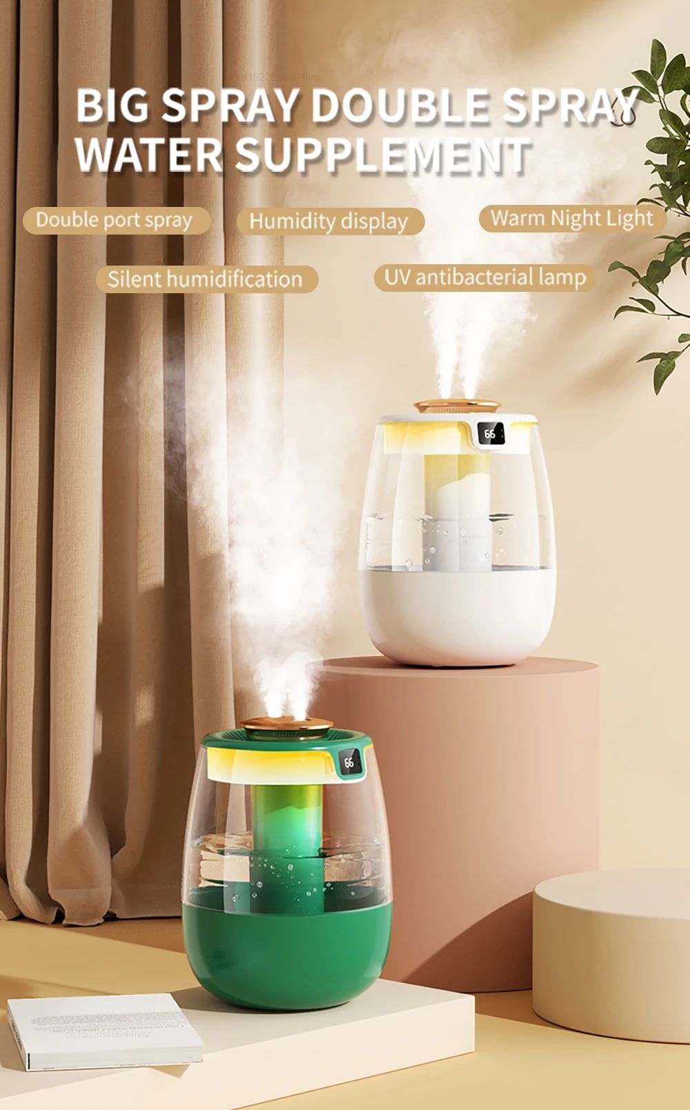 Description Picture 2 of itemAir Humidifier 1.3L Large Capacity Humidifier Essential Oil Diffuser Desktop Double Spray Humidifier Fragrance Aroma Diffuser