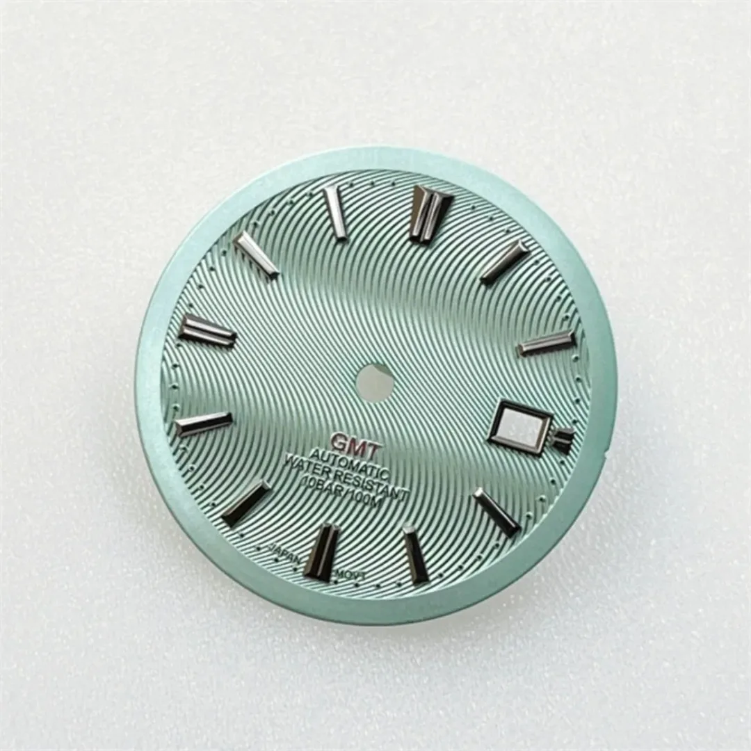 34mm Watch Dial NH34 GMT Dial Curved texture Watches Faces Movement Men's Watches Replacement Accessories