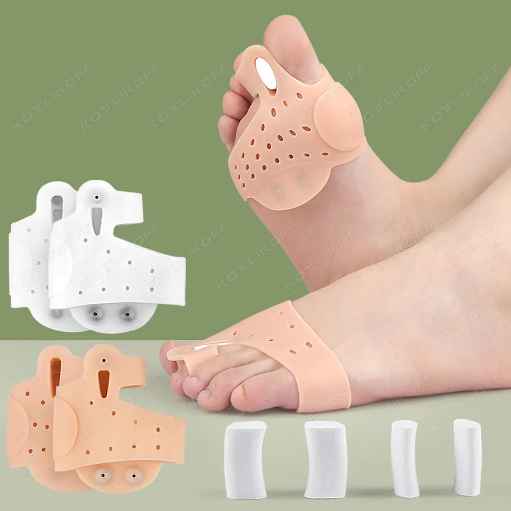 Toe and Forefoot Pads Toe Separator Forefoot Pad Magnetic Therapy Hallux Valgus Corrector Bunion Orthotics Protector Overlapping Pain Relief Cushion