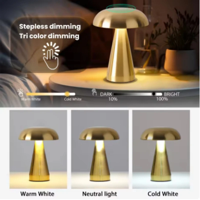 LED Table Lamp Touch Sensor Desktop Night Light Rechargeable Wireless Reading Lamp for Restaurant Hotel Bar Bedroom Decor Light