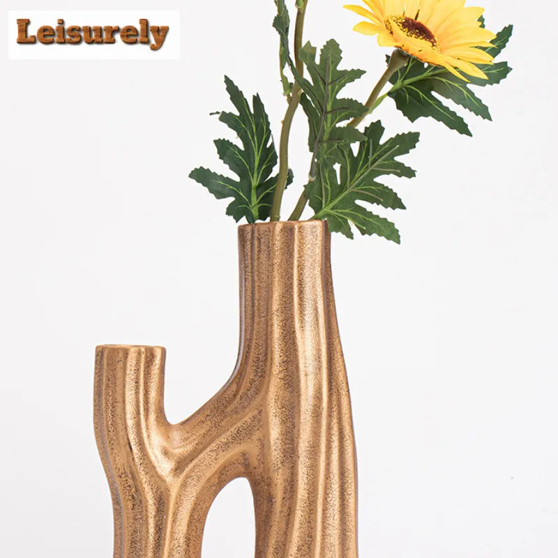 Zen Black Flower Pot Creative Ceramic Vase Dried Vine Simulated Ceramics Flower Insertion Home Dining Wedding Decor Ornament