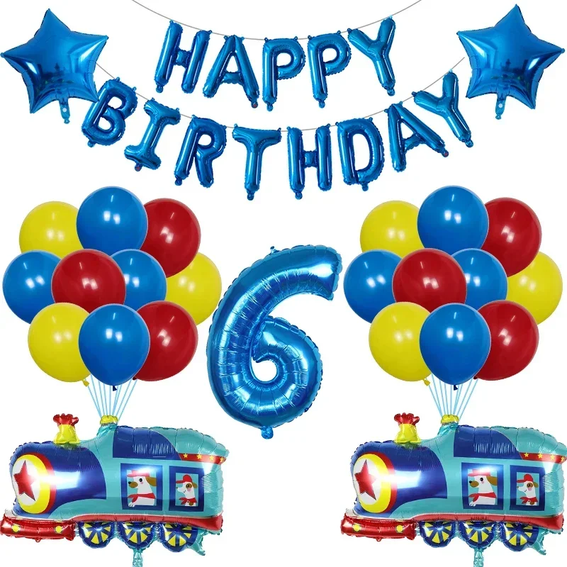 알루미늄 호일 풍선 운송 탱크 자동차 기차 어린이 생일 장난감 파티, 베이비 샤워 장식, 에어 글로보 용품, 38 개