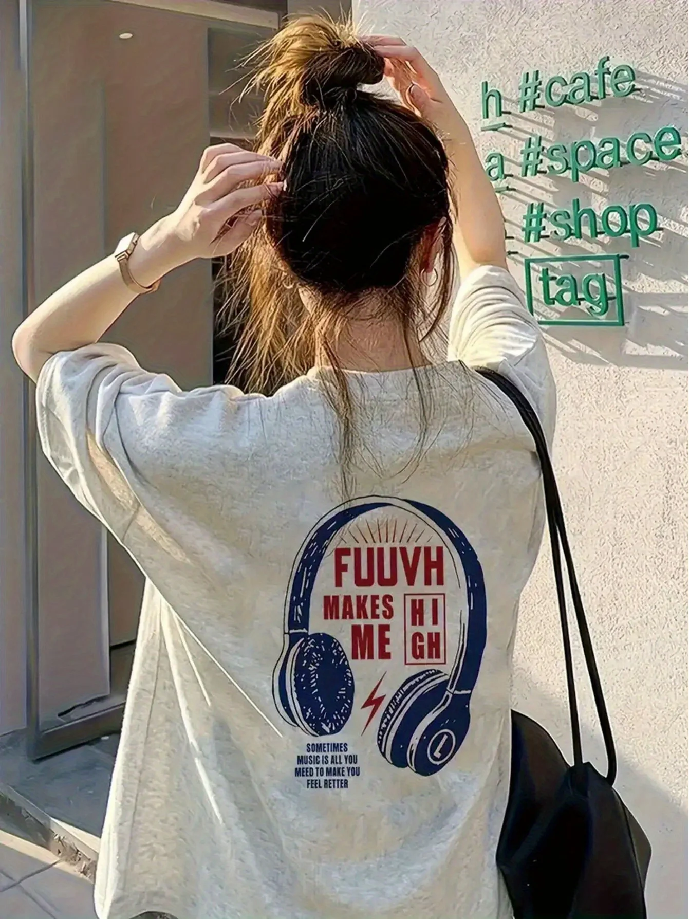 2026 Summer Women's Vintage Music Theme T Shirt Cotton and Breathable Short Sleeve Streetwear Oversized Loose Casual 1