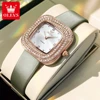 OLEVS 5512 Women Watch Luxury Diamond Square Dial Elegant Comfortable Waterproof Leather Strap Fashion Brand Women Quartz Watch 1