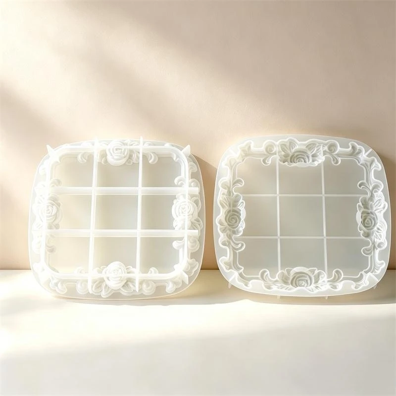 장미꽃 모양 석고 트레이 홈 데코 실리콘 몰드 향기로운 석고 DIY 쥬얼리 보관 트레이 에폭시 레진 몰드