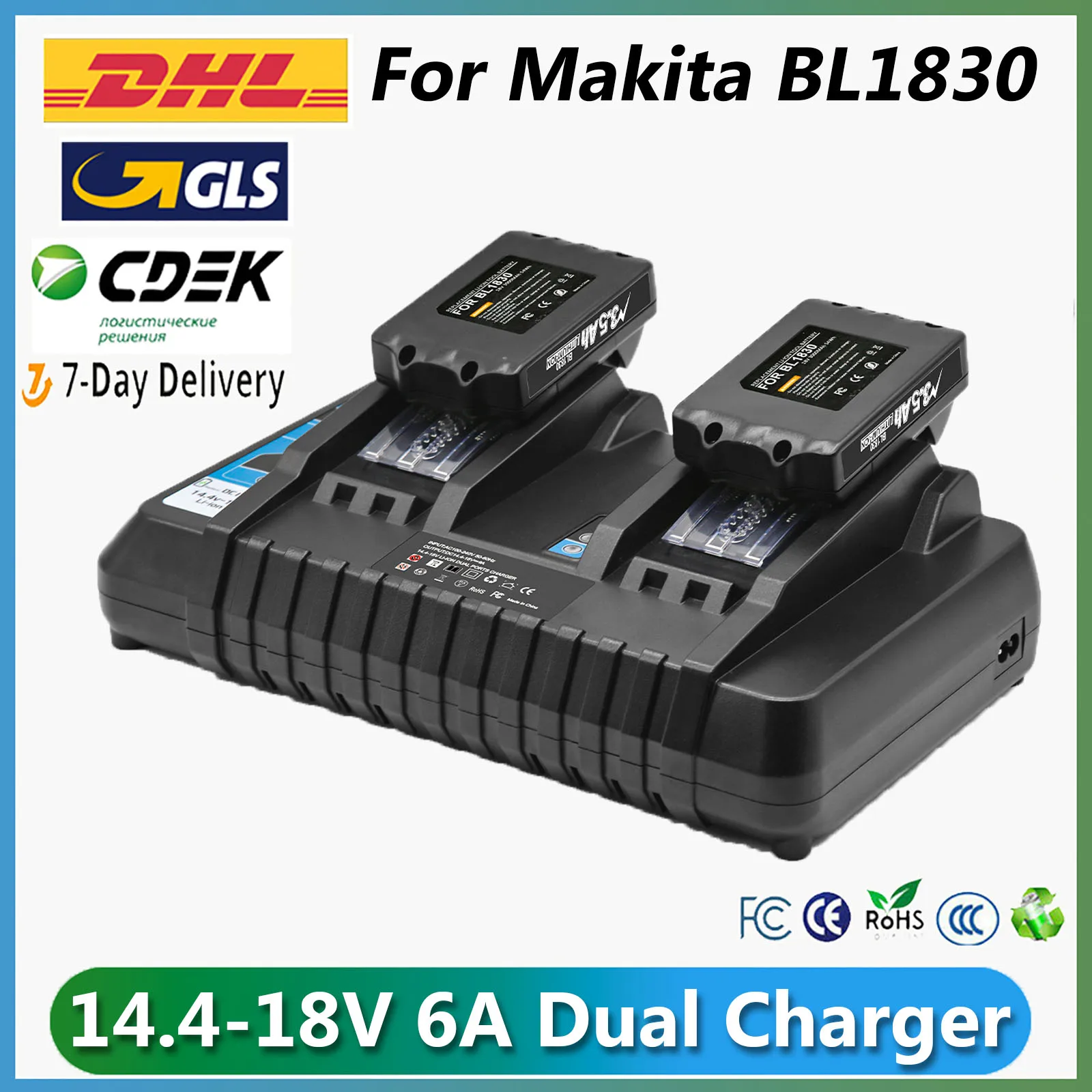 Für Makita Akku 14,4V BL1440B BL1430 BL1450B BL1415 194065-3 DC18RC Ladegerät DE
