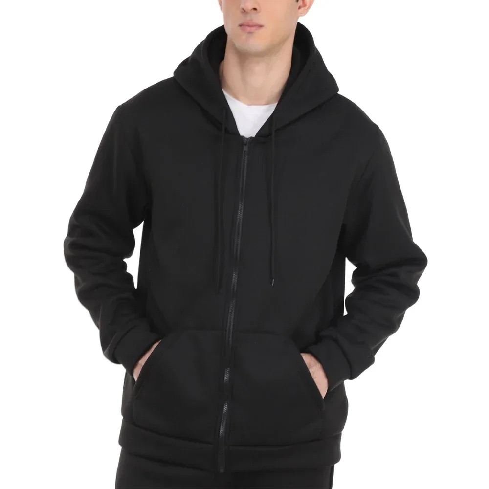 Men's Fleece Zip Up Hoodies Running Sports Sweatshirts Fashion Women Classic Casual Zipper Jackets Y2k Coats Hip Hop Streetwear