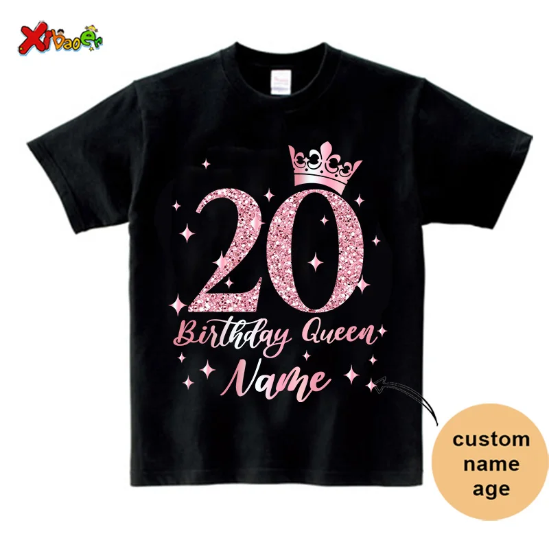 30th Birthday Queen Shirt Family Matching Outfit Pink Crown Birthday Crew Shirt 20th Party Custom Name Shirt 40th Birthday Squad 4