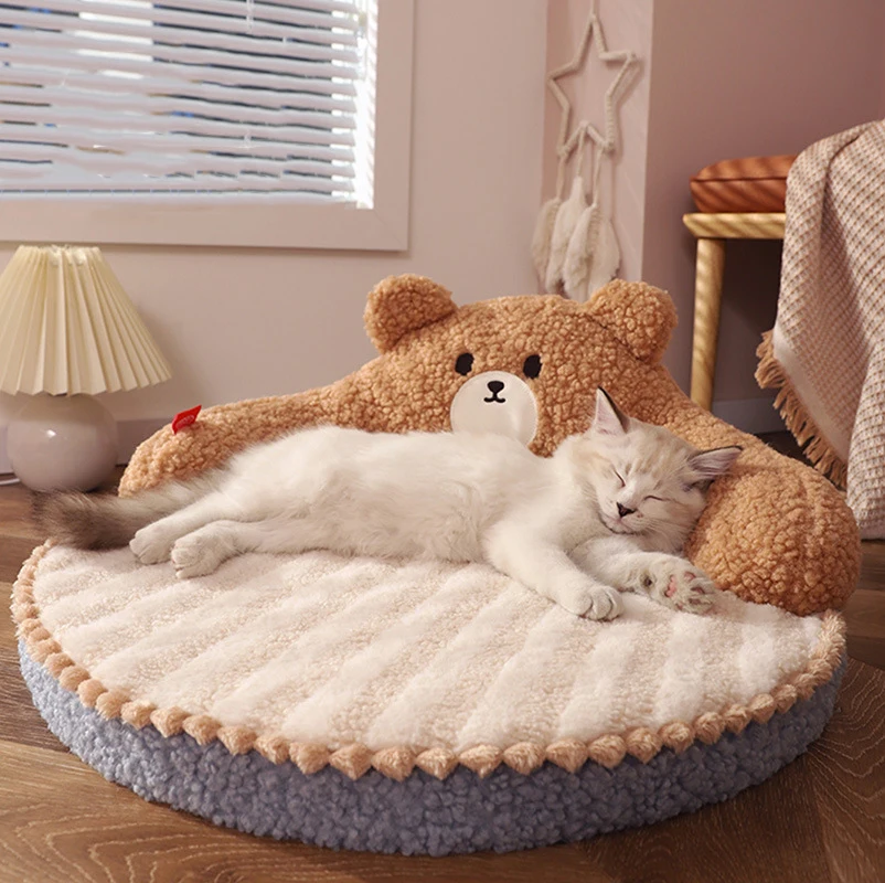 

Winter Cat Bed Deep Sleep Warm Pet Cushion for Small Cats Dogs With Pillow Cozy Cat Nest Kennel Mat Washable Pet Beds Products