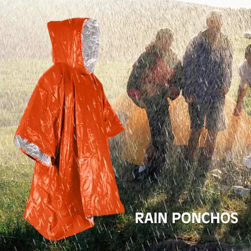 Emergency Waterproof Raincoat Aluminum Film Disposable Poncho Insulation Rainwear Blankets Camping Survival Rain Coat Equipment