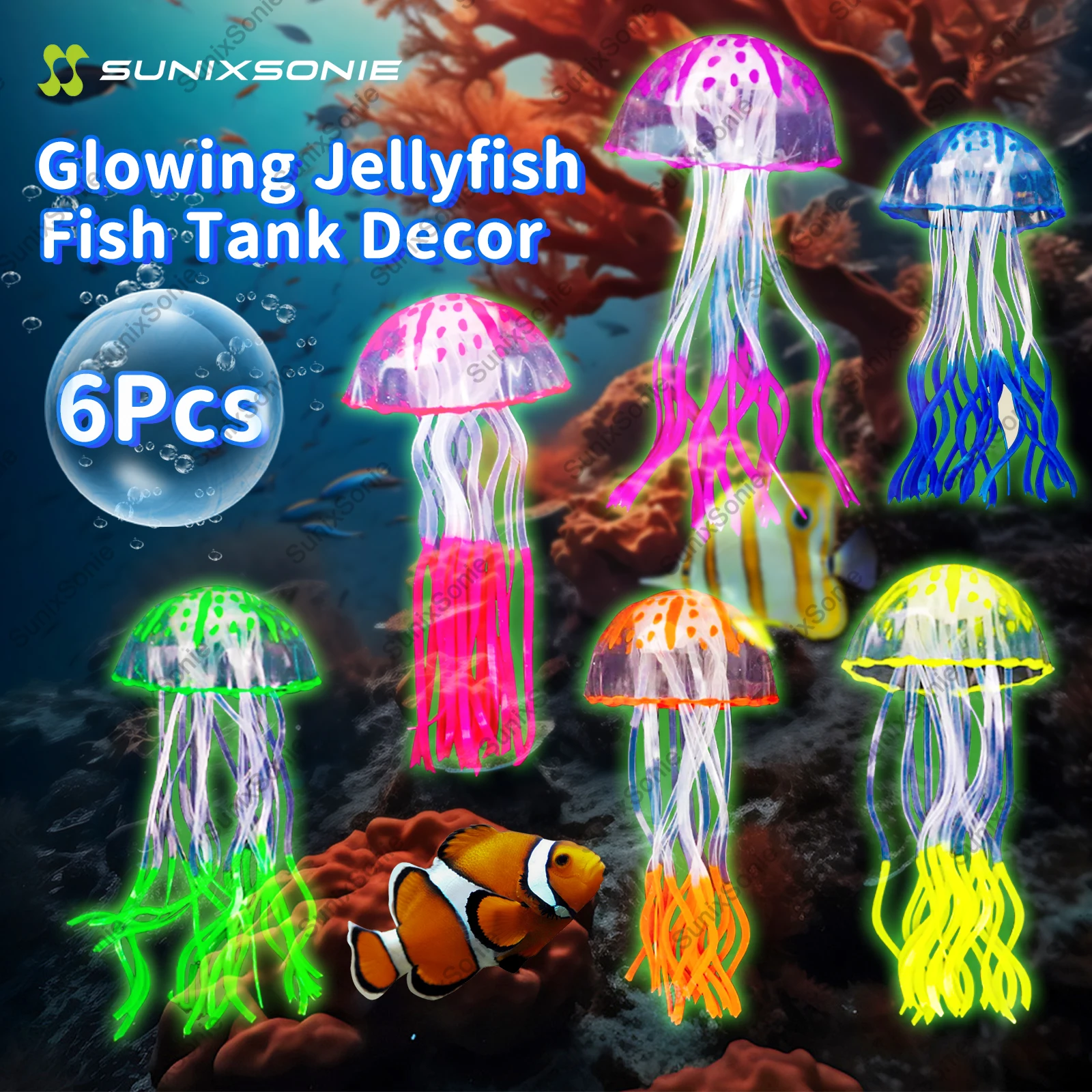 Silicone Decorative Jellyfish Artificial Glowing Jellyfish for Fish Tank Decor Luminous Aquarium Underwater Decor Ocean Theme fish tank ornaments fish tank decorations aquarium ornaments mini landscape ornaments