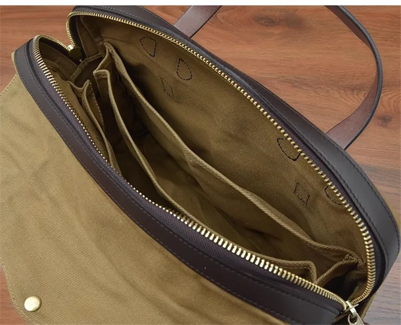 PNDME organizer vintage high quality canvas genuine leather men's briefcase business travel work large capacity laptop handbag
