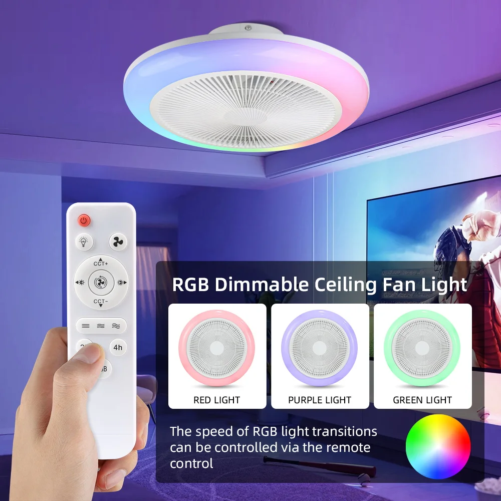 72W Led Ceiling Fan Lamp With Remote Control 110-265V Large Fan Lighting for Living Room Decor Smart Ceiling Fan Lights Dimmable 5