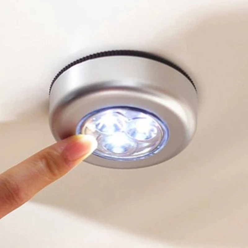 Car Lights Touch Lamps 3-led Touch Lamps Button Spot Lights Energy Saving LED Self-Stick On Click Battery smart light switch