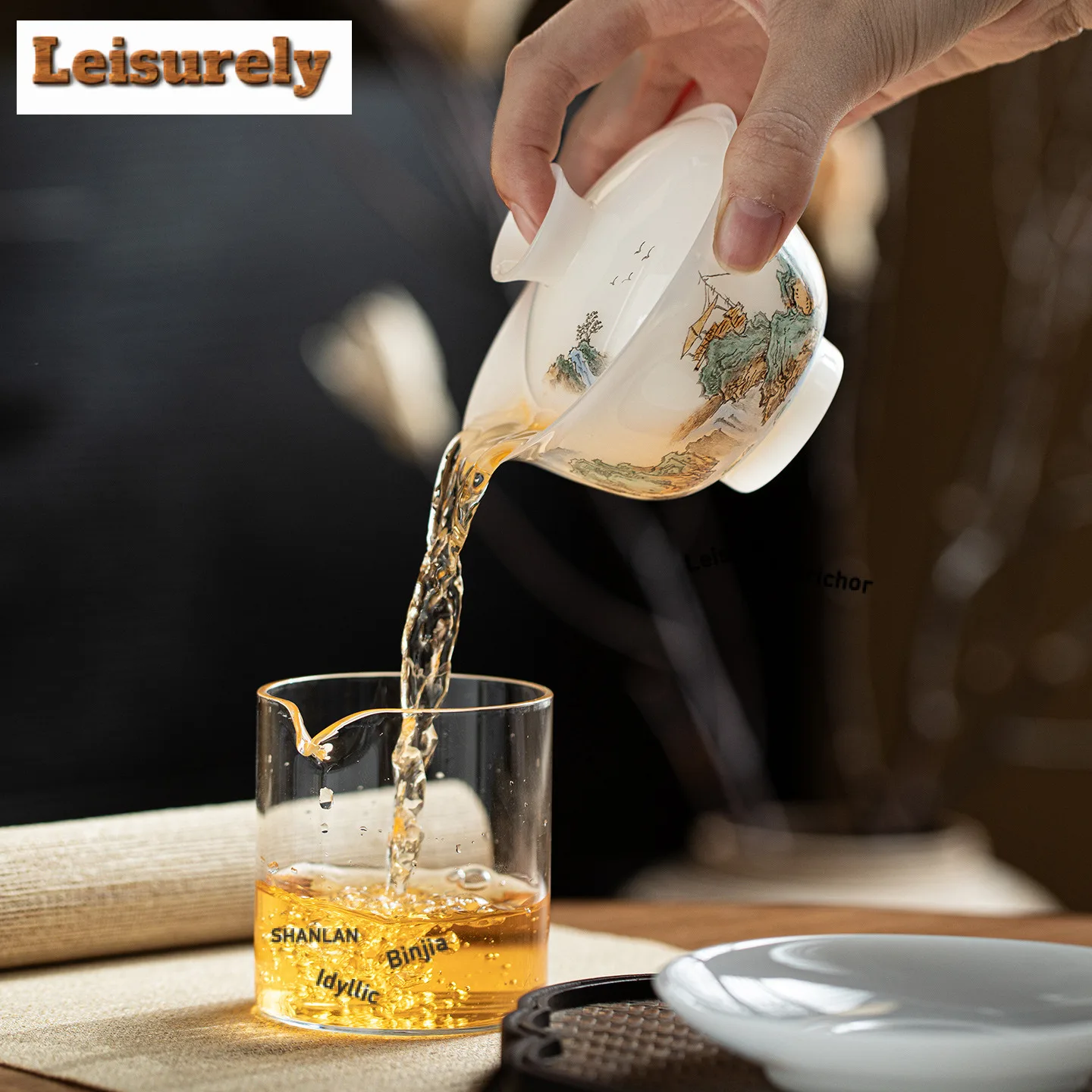 140ml White Jade Clay Hand-painted Gaiwan Ancient Tea Tureen Tea Bowl With Lid Kit Tea Maker Cover Bowl Cafes Accessories Craft