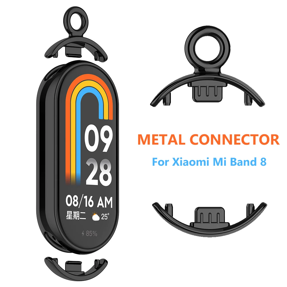 Conectores de correa de reloj de metal para Xiaomi Mi Band 8 (2PCS Negro  con mosquetón) Ndcxsfigh Para estrenar