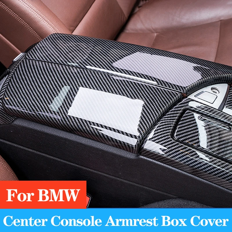 

Carbon Fiber LHD Car Center Armrest Storage Box Panel Cover Trim For BMW F10 F11 F18 520i 523li 525li 520 525 523 528Li 11-17