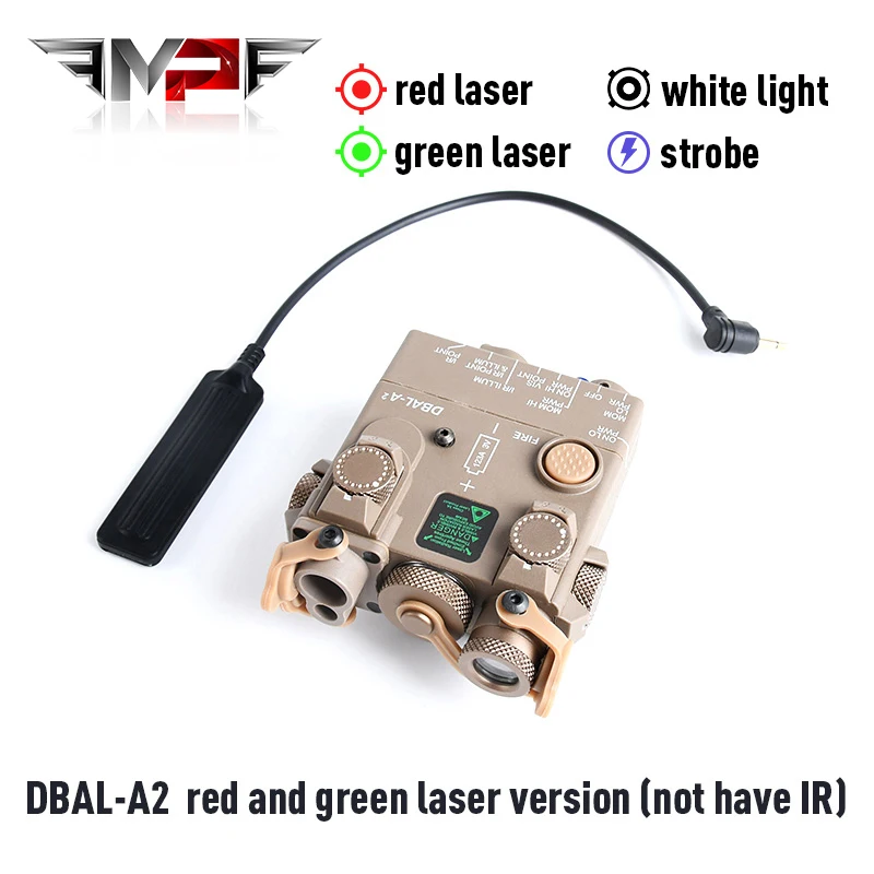 Tactical Dbal a2 Laser Indicator Green Laser + White Light Fit 20mm Picatinny Rail Peq Airsoft Hunting Weapon Red Dot Rays MAWL