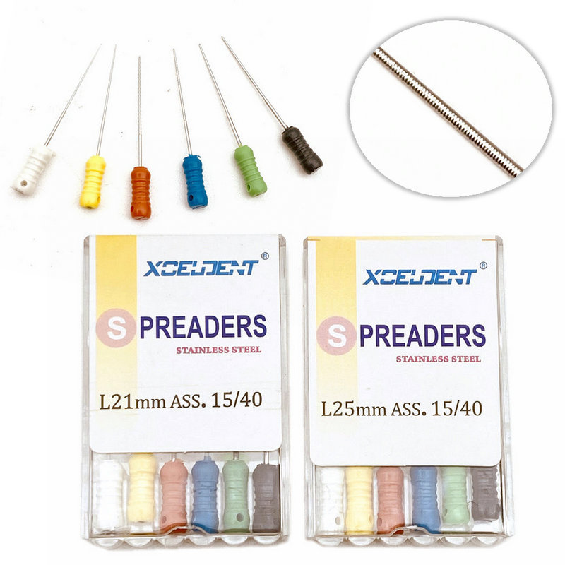 Dental Stainless Steel Finger Spreaders Hand Use Files Endondontic Root Canal Stainless Steel Dentist Tool 6pcs/pack