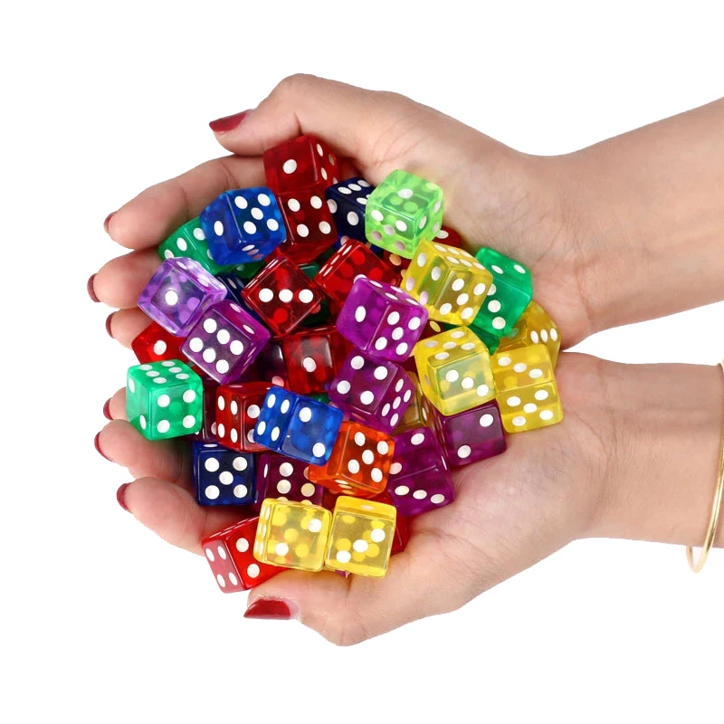 20PCS Transparent Colored Dice 16MM Leisure toys Drinking Party Games For Adults Mahjong Juegos De Mesa Divertidos Partyspiele 3