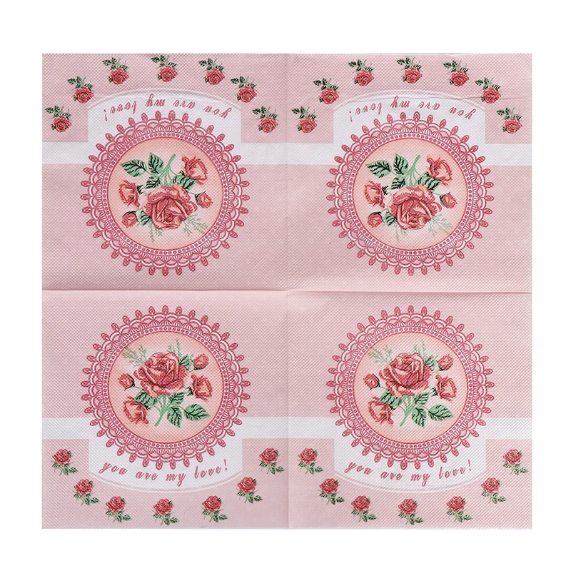 Neue rosa westliche hochwertige bunte bedruckte Papiers ervietten Serviette Haushalt Tisch Mund Stoff Servietten Papier 20 stücke/pac 33*33cm