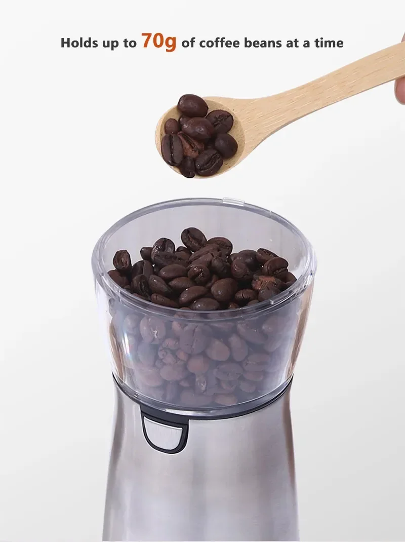 2024 New Electric Coffee Grinder USB Rechargeable Stainless Steel Manual Coffee Mill Machine Bean Grinders Kitchen Accessories