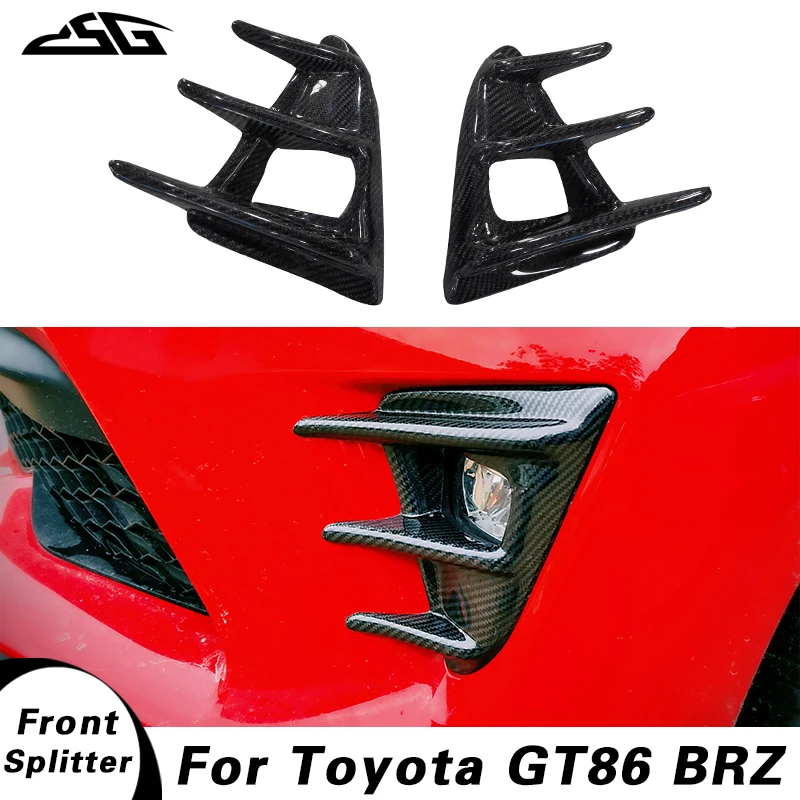 Carbon Fiber Car Front Bumper Spoiler Splitter Fender Grille Cover Fog Lamp Vent Decorative Cover For Toyota GT86 Subaru BRZ