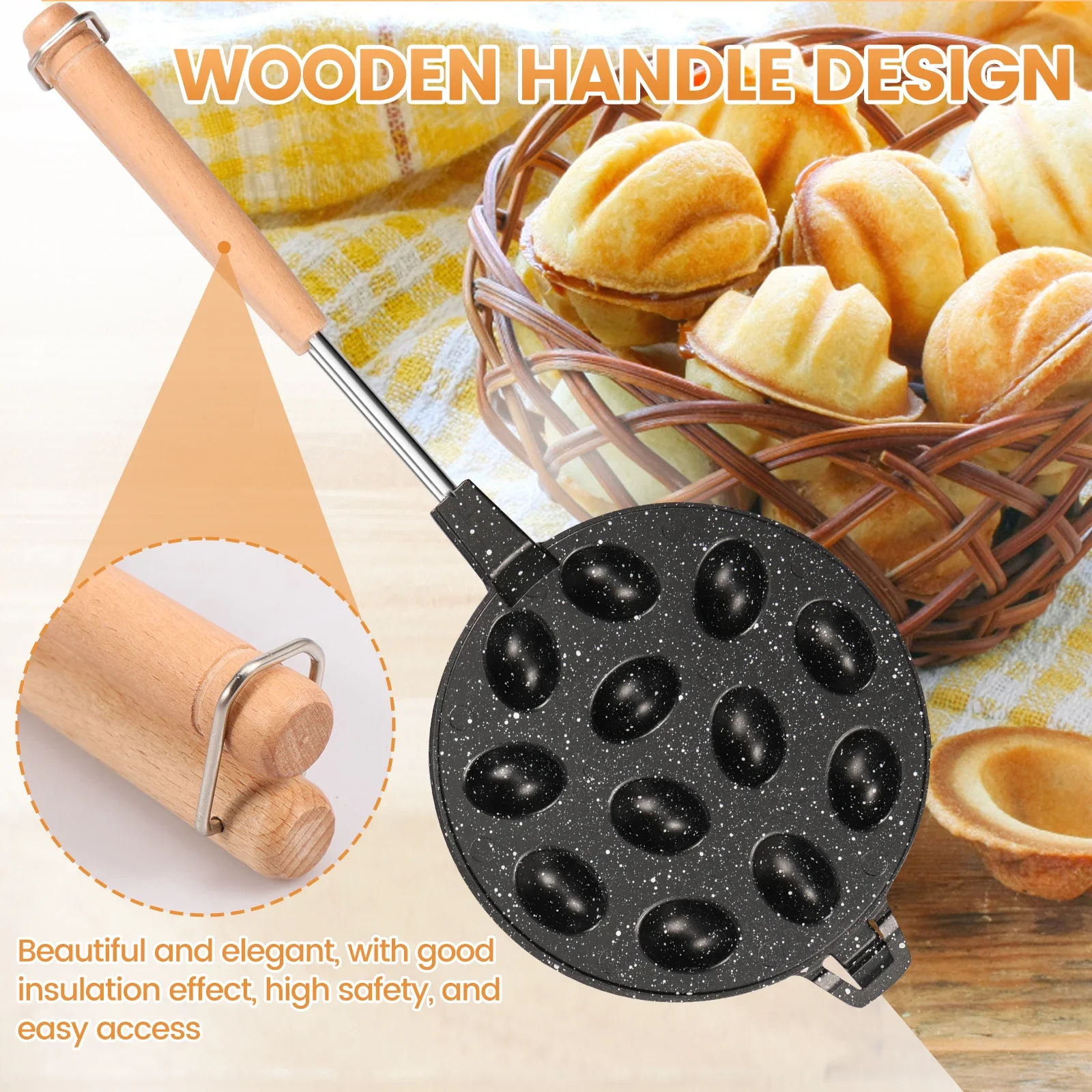 Walnut Cookie Mold Maker Safe Cake Nut Modes Solid Walnut Cookie Molds with Handle Versatile Metal Nut Cookies Maker for Baking