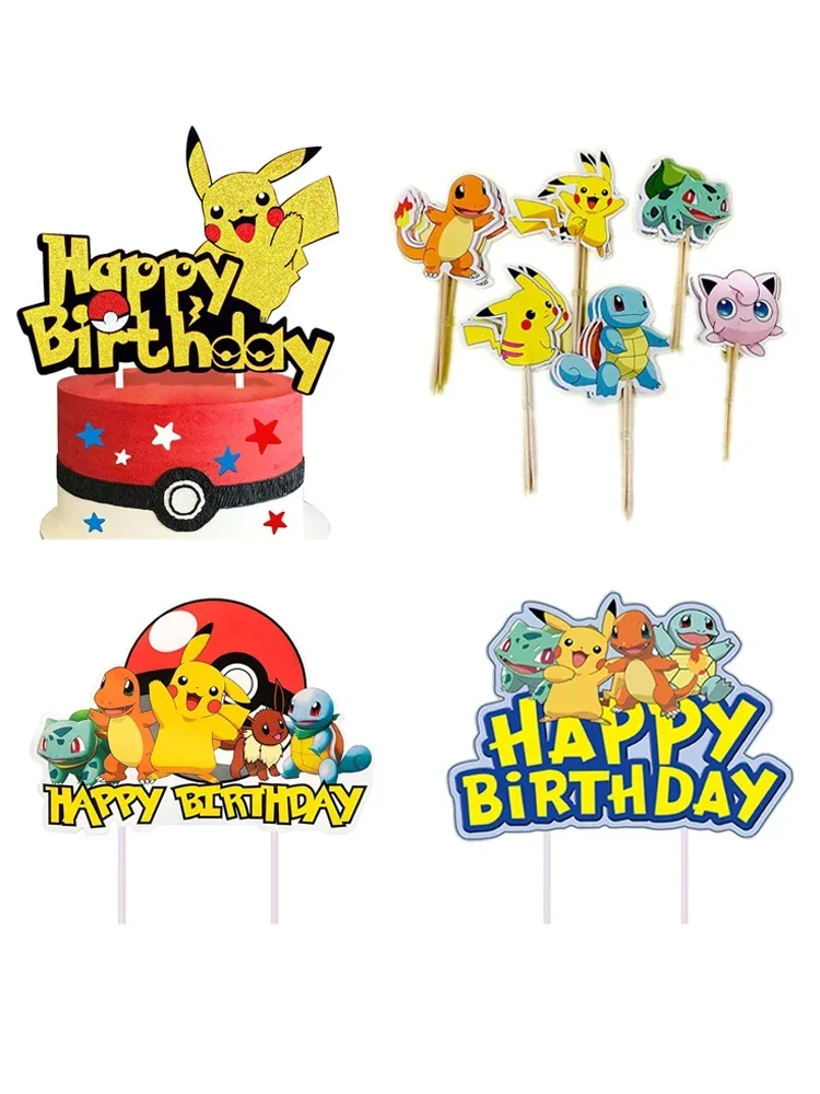 Pokemon Cake Topper Anime Figure Pikachu Party Birthday Cake Decoration Ornaments Supplies Kids Gift anime figures
