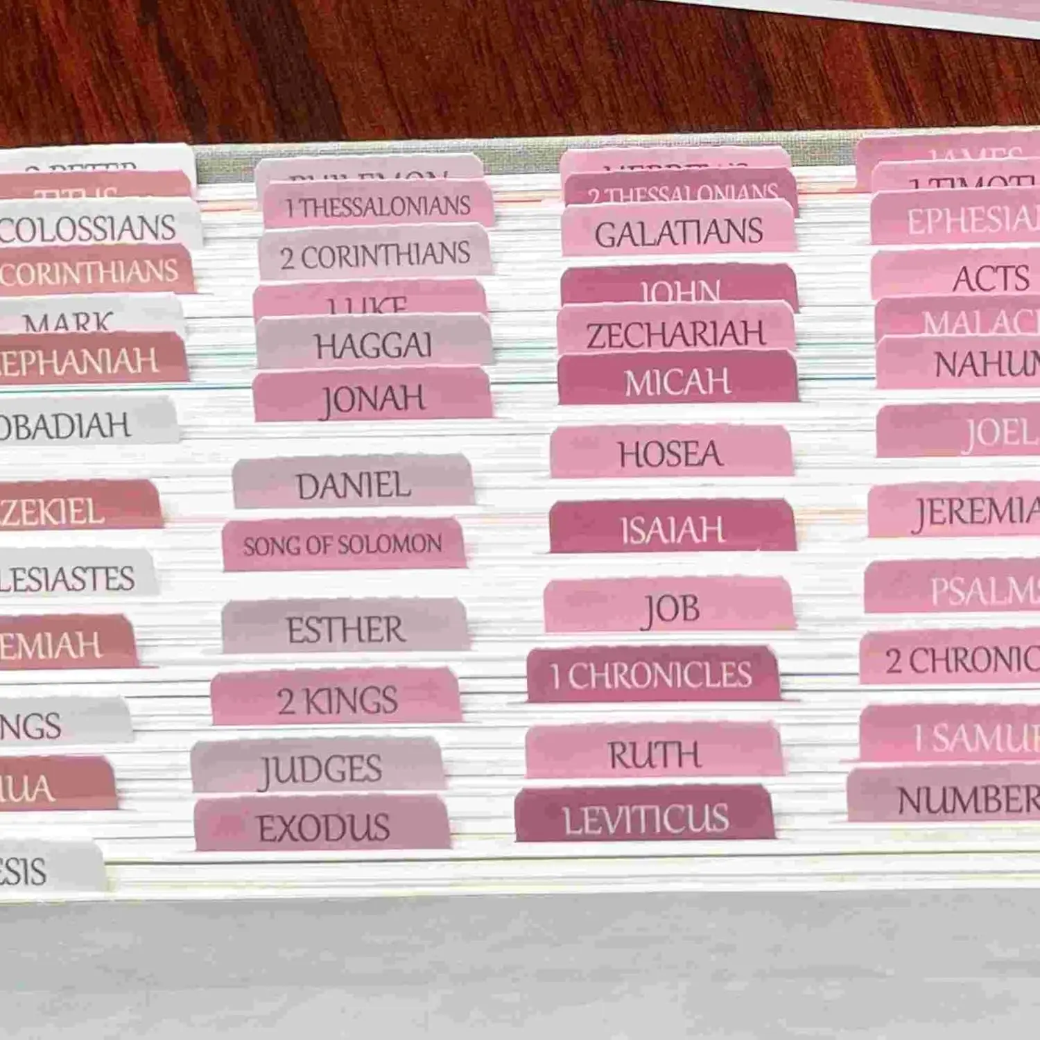 Bible Tabs Reposition Large Print Stickers Easy to Read and Apply Bible Tabs for Women and Man White Pink 3