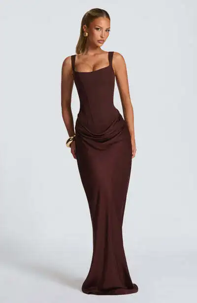 Cornelia Maxi Dress - Plum Brown Dress Babyboo Fashion Premium Exclusive Design