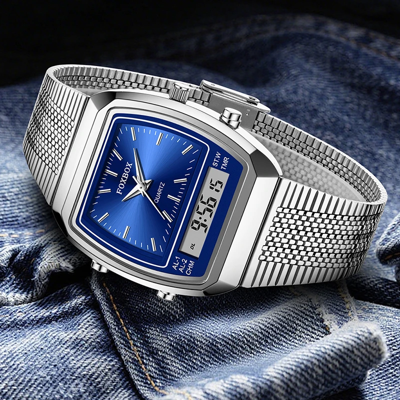 2025 New Women Watch FOXBOX Top Brand Luxury Square Digital Watch For Women Fashion Elegant Sports Waterproof Quartz Watch Femme