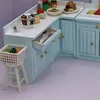 1:12 BJD DOLLHOUSE Mini Kitchen Decorations Model Furniture Corner Cabinet Blue Cooktop Cover Set OB11 Doll House Accessories 3
