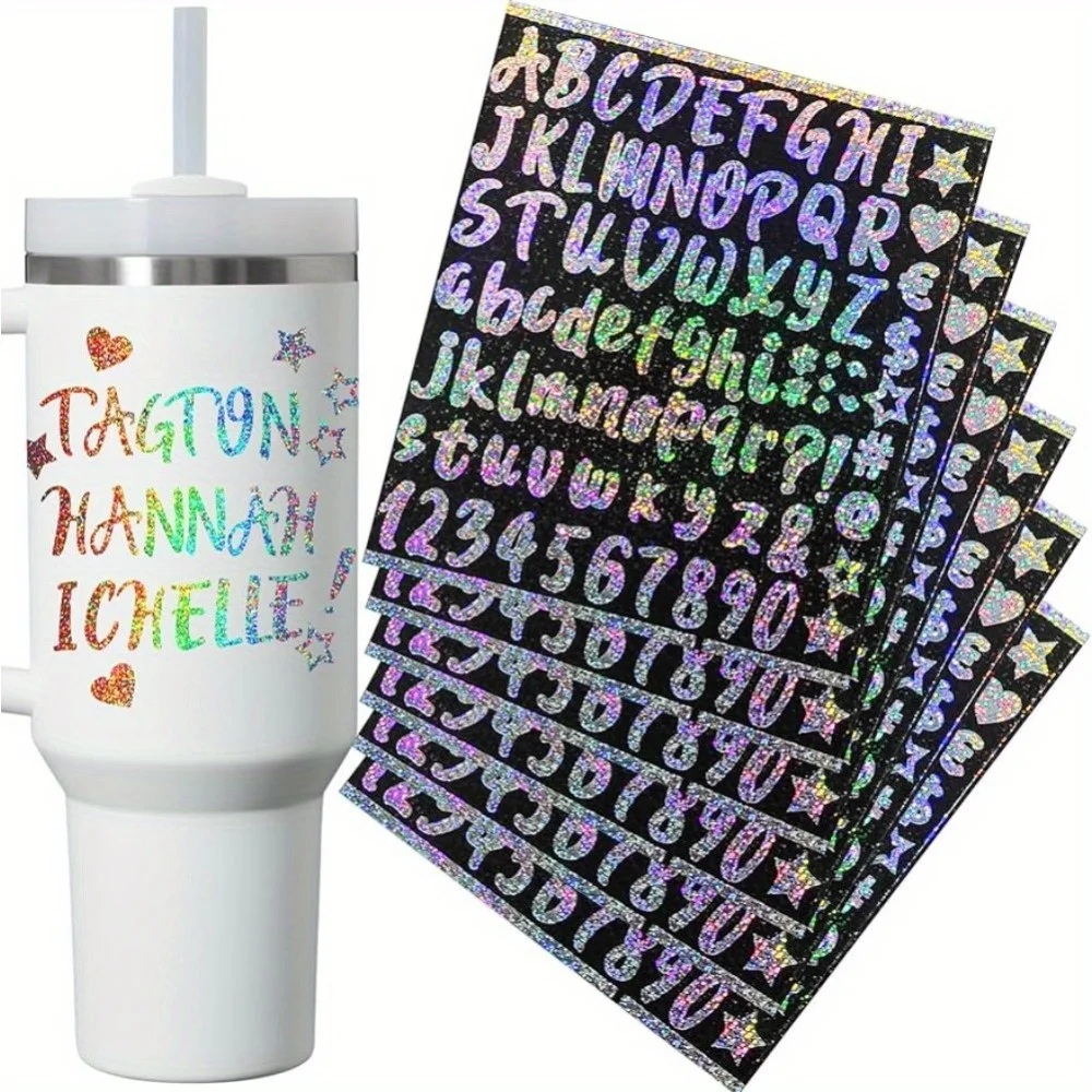 Number Stickers Letter Stickers Label Sticker Waterproof Laser Name Stickers 5-10pcs