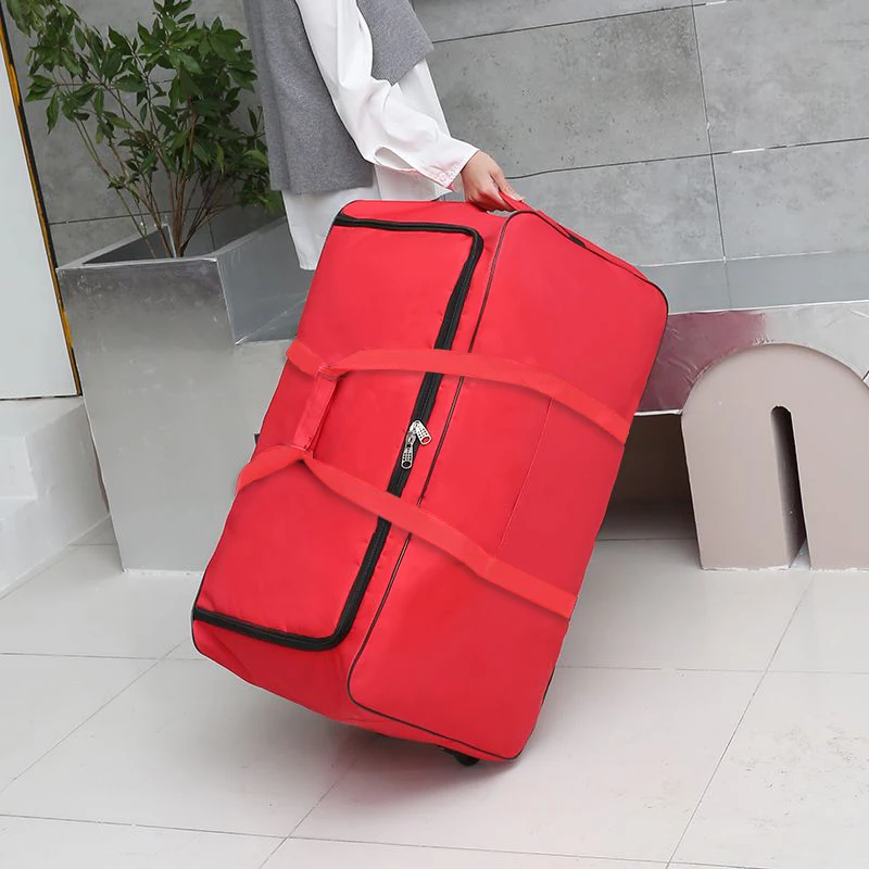 

Universal Wheeled Travel Bag For Men Women Black Foldable Overnight Duffle Multifunction Handbag Traveling Luggage Suitcase