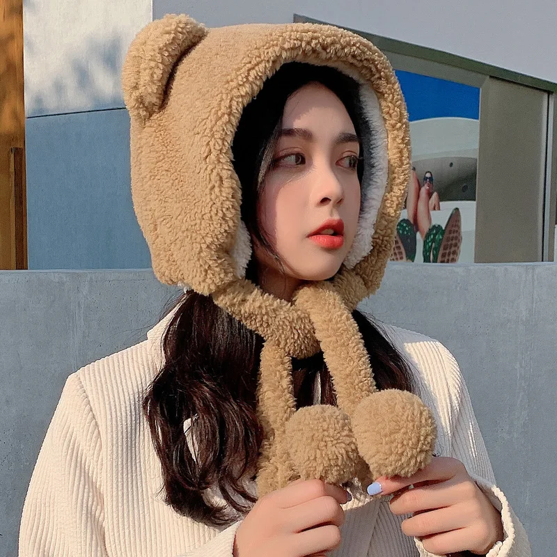 Parent-child Russian Hat Cute Bear Ears Ear Protection Beanie Versatile Plush Windproof Head Wrap Hat Women Free Shipping