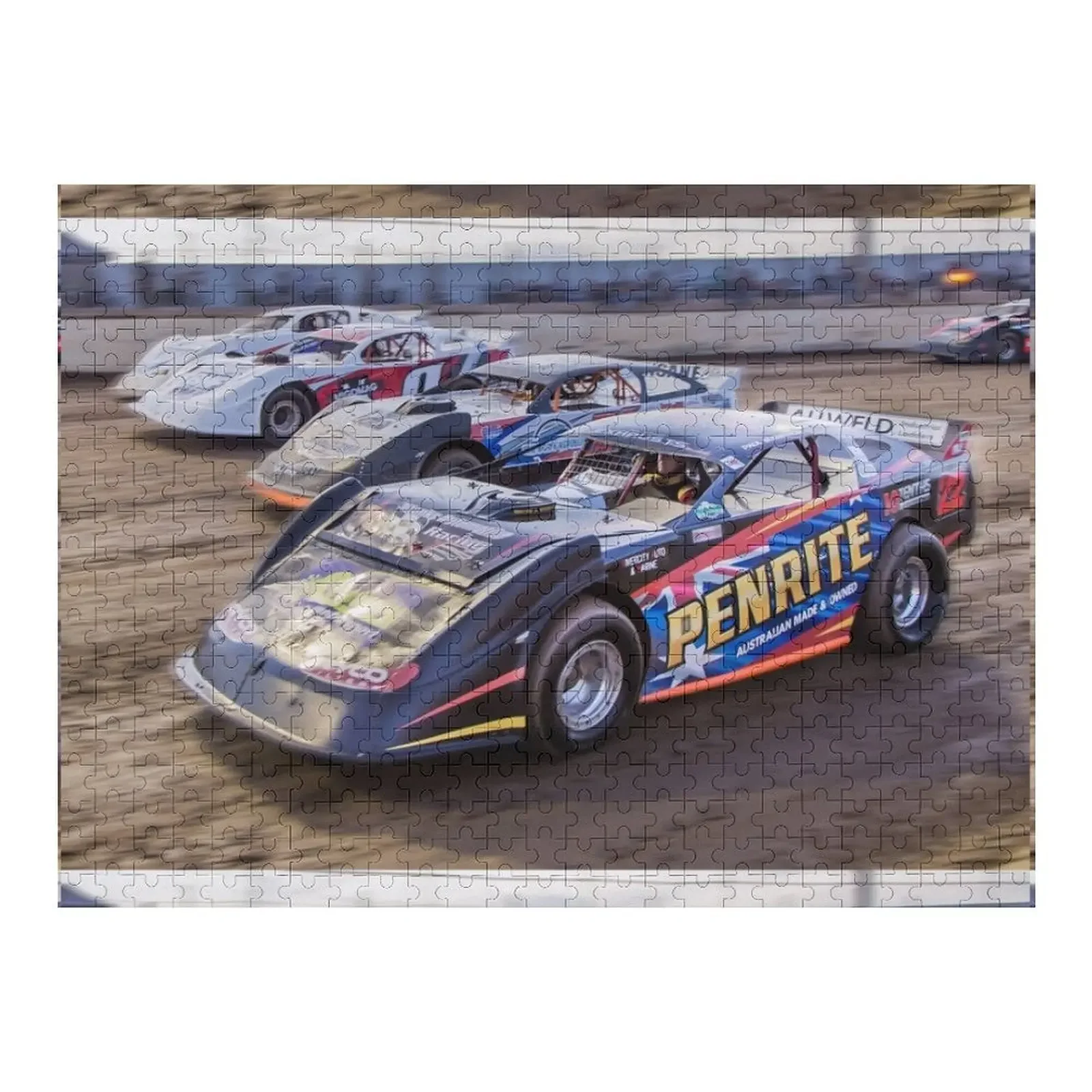 4 wide racing - Super Sedan National title pre-race driveby Jigsaw Puzzle Personalized Photo Gift Personalized Puzzle