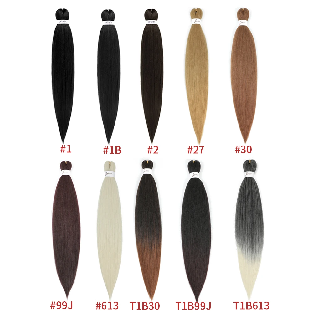 Synthetic Braid Hair Extensions Ombre Blonde Crochet Twist 24Inch Yaki Straight DIY Braids Pre-stretched Easy Braiding Hair SOKU