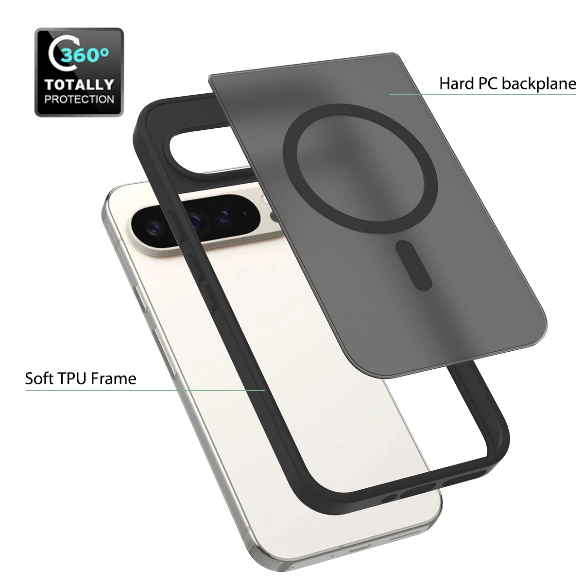 Magnetic Matte Translucent PC Shockproof Case with Magsafe Wireless Charging Compatibility